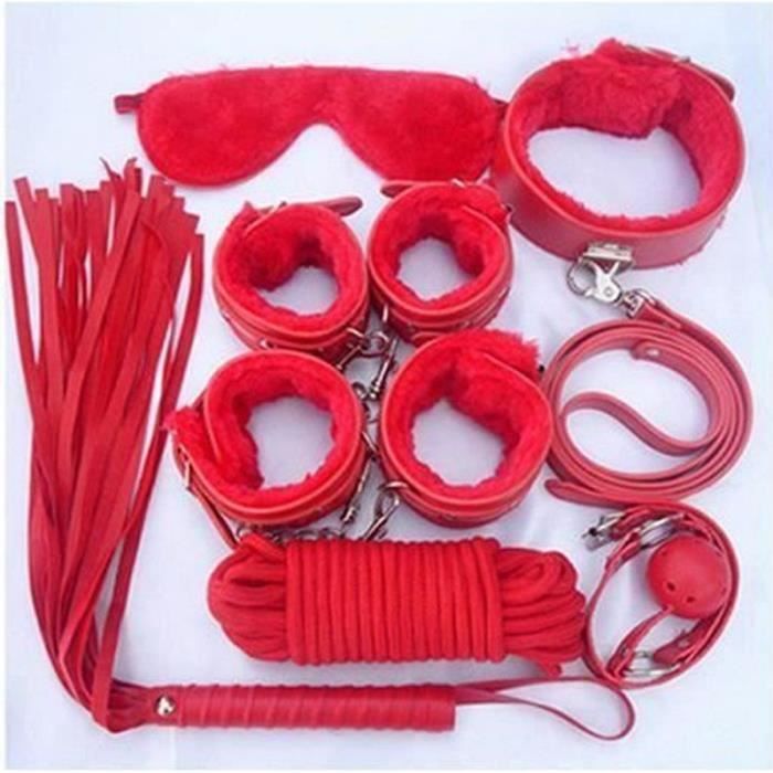 Jeu érotique Cinquante Nuances accessoires BDSM sensuel attaches menottes fouet pagaie bandeau bâillon cravate corde domination soumission cartes multilingues