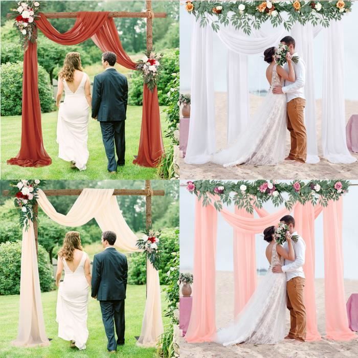 Tissu Mousseline De Soie Polyester - 2 Mètres X 111,8 Cm, Uni Magenta, Pour Arche De Mariage, Décoration - 2