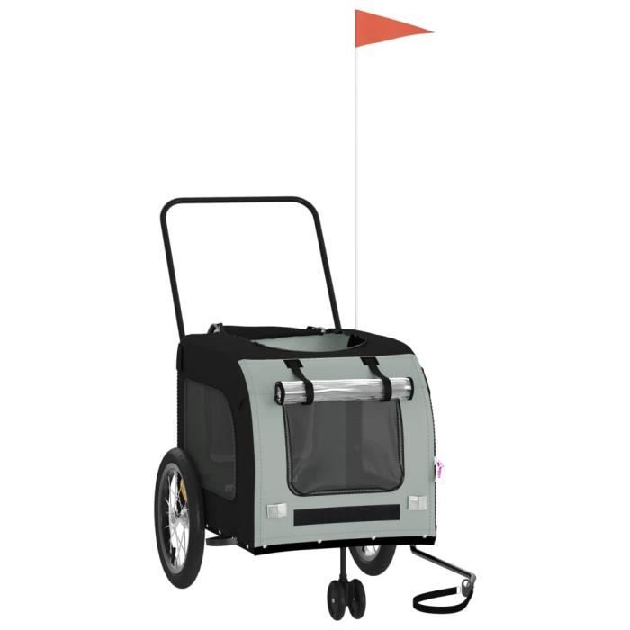 Remorque de vélo pour animaux de compagnie noir et gris - SALUTUYA - BD8302