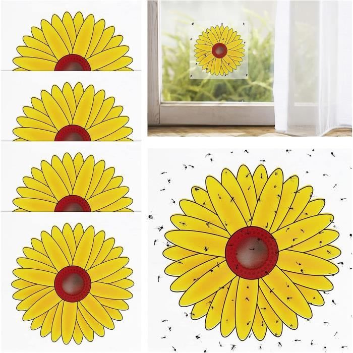 Lot De 32 Pièges à Mouches Autocollants Jaunes – Pour Fenêtres, Contre Mouches, Moustiques, Insectes Volants