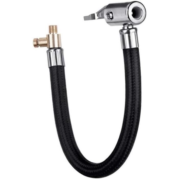 Motoforti Adaptateur Tuyau Rallonge Valve Gonfleur – 60 Cm Universel Cuivre Acier Caoutchouc Noir Pour Voiture Moto Vélo