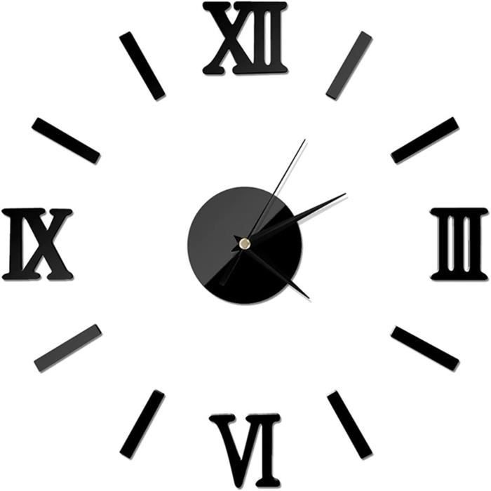 LiRiQi Horloge Murale Silencieuse 30 Cm - Chiffres Arabes Noire Moderne Pour Salon, Chambre Et Cuisine
