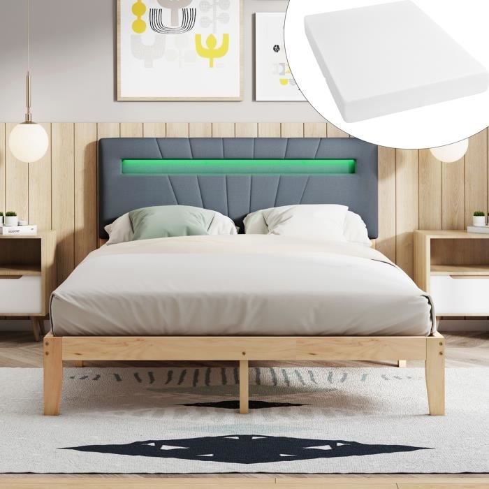 Lit adulte - 90x200cm - Gigogne extractible et tête de lit rembourrée - Tissu bouclé - Blanc - Sans matelas (212x95x119cm) | Leroy Merlin Lit adulte - 90x200cm - Gigogne extractible et tête de lit rembourrée - Tissu bouclé - Blanc - Sans matelas (212x95x119cm) | Leroy Merlin
