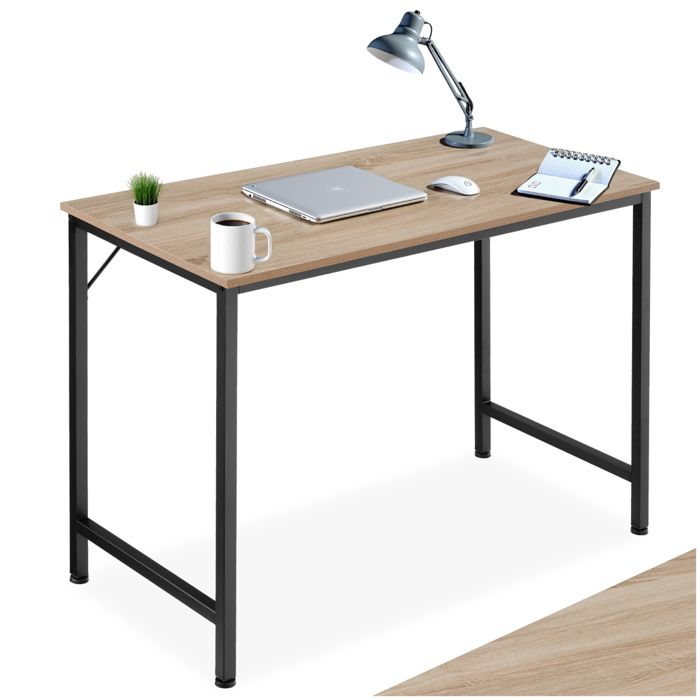Bureau - TECTAKE - Table de bureau JENKINS en bois et acier au style industriel 100 x 50 x 755 cm - Bois clair