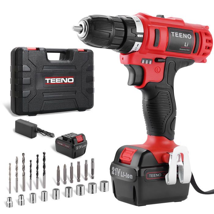 Perceuse Visseuse Sans Fil 21v Teeno 1 Batterie Chargeur 2 Vitesses 21 Accessoires Achat Vente Perceuse Perceuse Visseuse Sans Fil Cdiscount