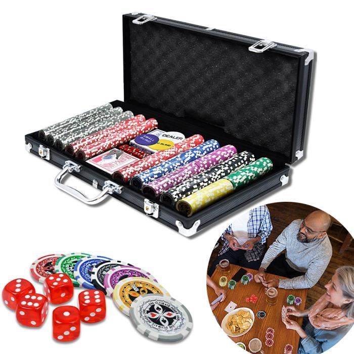 UISEBRT Mallette de poker avec 500 jetons Laser avec 2 plateaux de poker 5 dés 3 boutons Dealer Boîtier en Aluminium Argenté UISEBRT Mallette de poker avec 500 jetons Laser avec 2 plateaux de poker 5 dés 3 boutons Dealer Boîtier en Aluminium Argenté