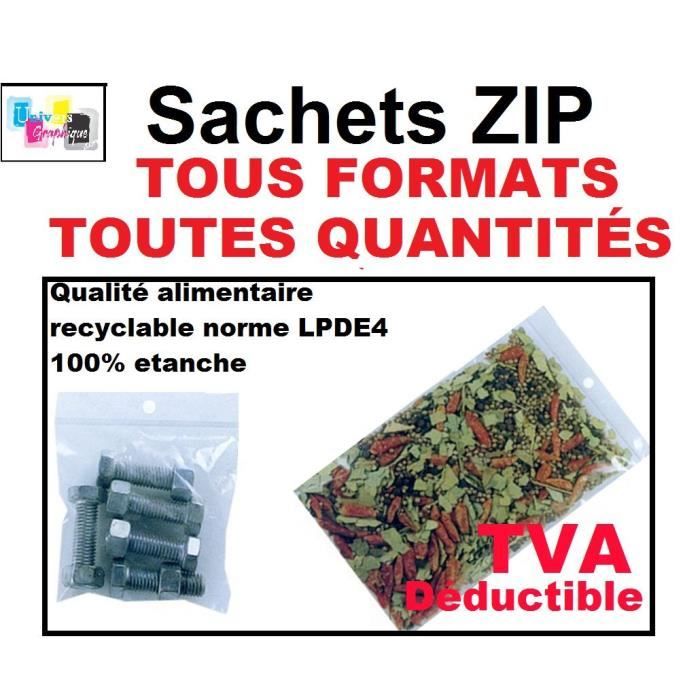 Lot Sachets zip plastique fermeture ZIP Transparent pochon Pochette  pression 50µ