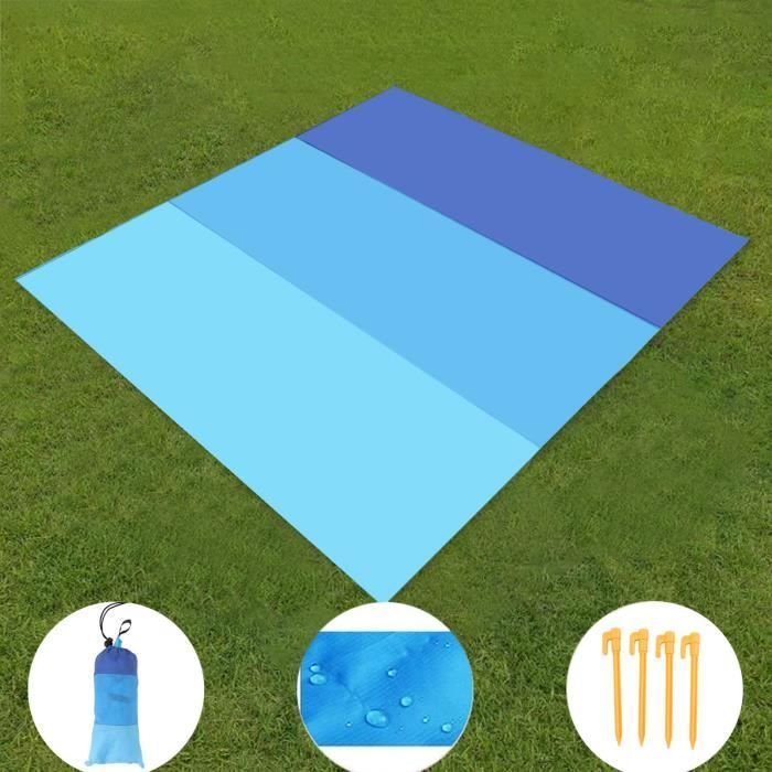 Couverture De Plage Extra Large 210 X 200 Cm, Tapis Étanche Au Sable Pour 4 7 Adultes Avec 4 Clous Fixes 89445933
