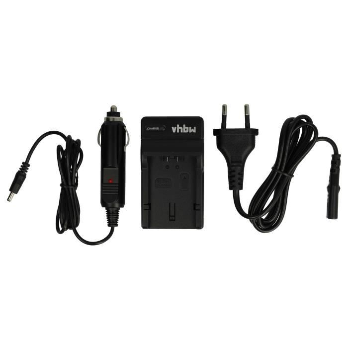 vhbw Chargeur compatible avec Panasonic Lumix FZ50, FZ8, FZ35, FZ38 caméra caméscope action-cam - Station + câble de voiture, témoin