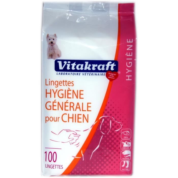 VITAKRAFT Paquet de 100 Lingettes Hygiène générale Pour chien Cdiscount