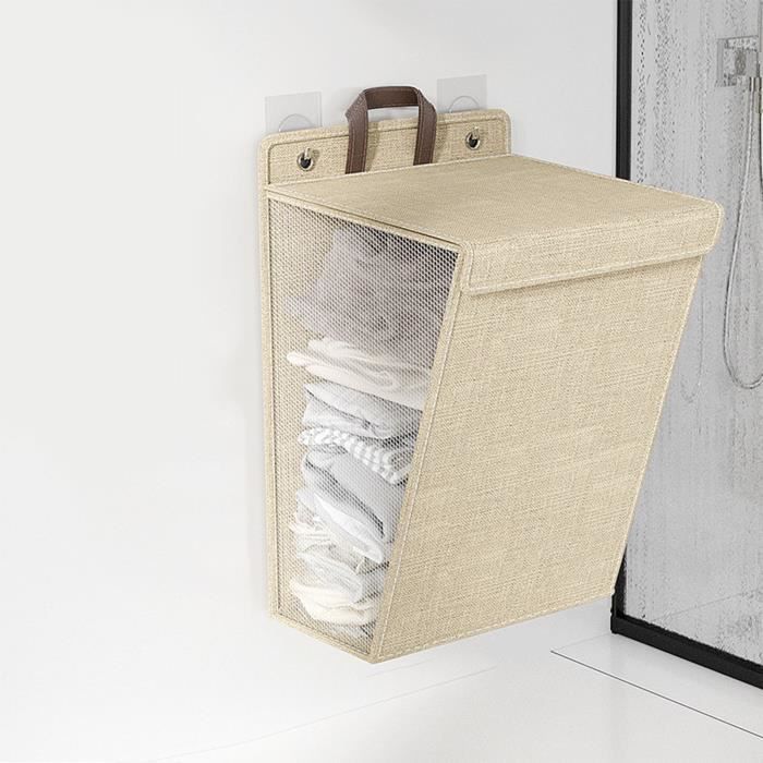 Sac De Plage / Panier à Linge En Mesh Pliable - Tissu Respirant, Poignées - Taille Petit (~40x23x36 Cm) - Multifonction : Plage, Camping, Rangement - 2