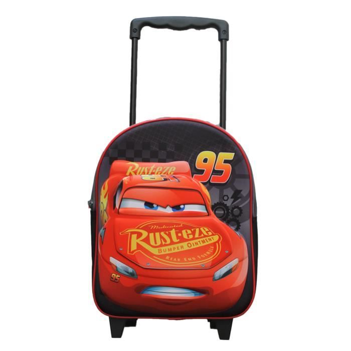 Cartable a roulettes cars disney rouge 3d noir rouge Cdiscount Bagagerie Maroquinerie