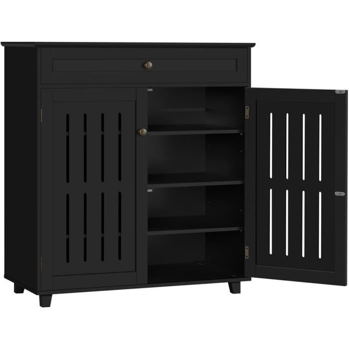 Yaheetech Meuble à Chaussures avec Tiroir Portes et Étagères de Rangement Réglables en Hauteur Noir Yaheetech Meuble à Chaussures avec Tiroir Portes et Étagères de Rangement Réglables en Hauteur Noir