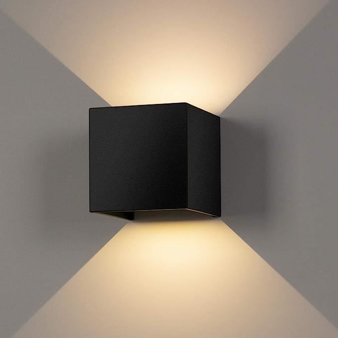 Applique Murale Exterieur LED Etanche, 2 X 6W Spots GU10, Lampe Murale  Moderne Noire Mat IP65 220V 2800K 600lM Blanc Chaud, [202] - Cdiscount  Maison