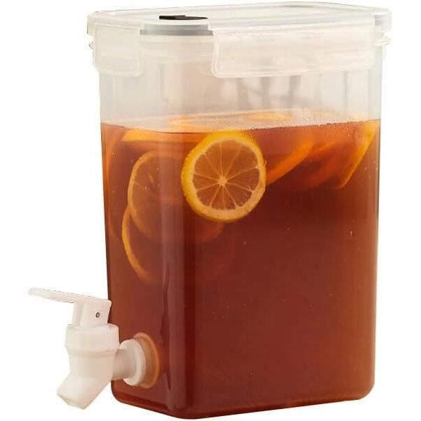 Distributeur De Boisson Froid 5,3 L Avec Robinet - Pour Frigo, Maison, Fêtes - Blanc/vert - Matière PP+PS Alimentaire