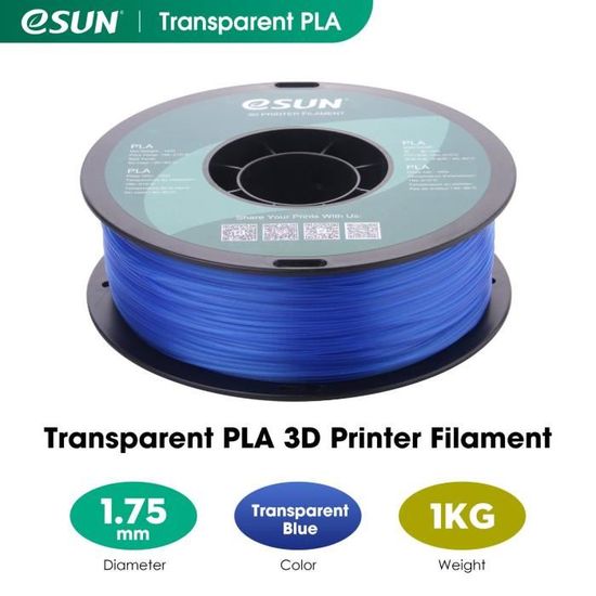 ESUN PLA Transparent Filament 1.75mm, Imprimante 3D Filament PLA