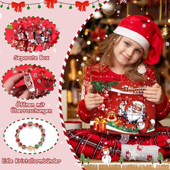 Calendrier De L'Avent 2024 Enfant Fille, Noël Bracelet Calendrier De Noël Fille DIY Bracelet Kit