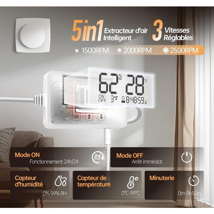 Extracteur d'Air 100mm Automatique pour Salle de Bain Hygroréglable 3 — free download