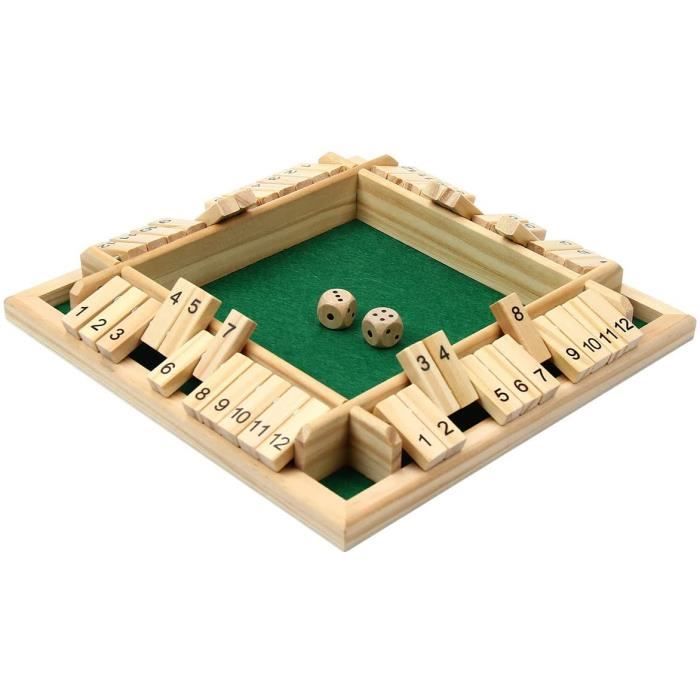 Lithyc Shut The Box Würfelspiel – DéS de Jeux Bois pour 1 à 4 Joueurs – Jeu de Table en Bois pour La Maison, La FêTe Ou Le Bar (Vert