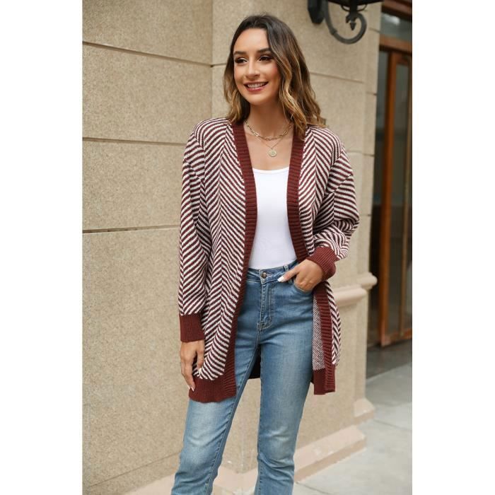 Soyaconcept T. M Orange Cardigan Ouvert Long Acrylique Manche longue