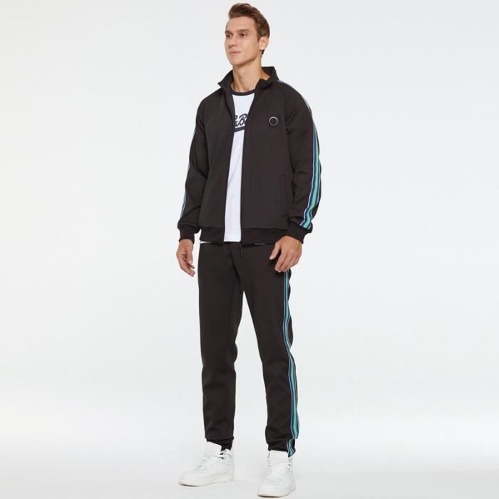 Survêtement Baseball Homme 2 Pièces - Bloc De Couleur Vintage - Veste Et Pantalon Sport Pour Gym, Foot, Loisirs