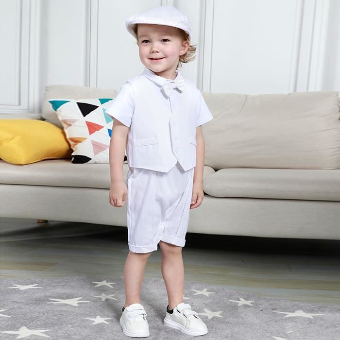 Vêtement Bebe Garçon Baptême Ensemble Enfant Printemps et été Tenue Fete  Ceremonie Chemises Haut et shorts Blanc 3 à 18 Mois Blanc - Cdiscount  Prêt-à-Porter