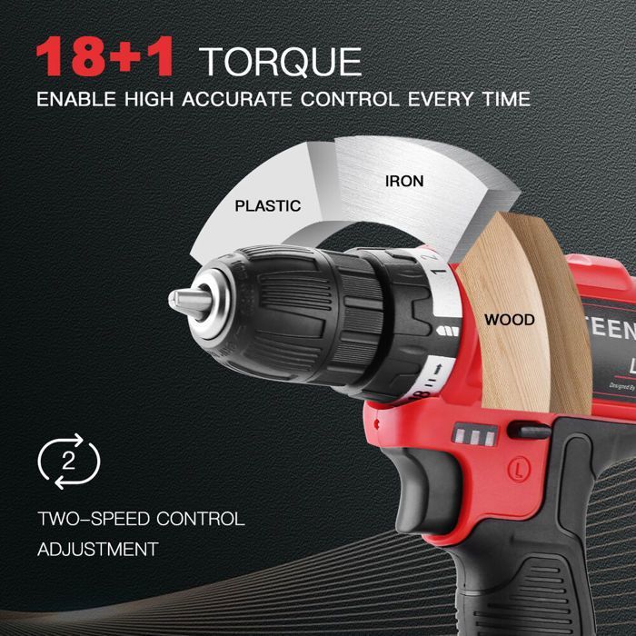 TEENO Perceuse Visseuse Sans Fil 21V Pour Batterie Makita 2 Batteries 2 0ah 45nm 96931900