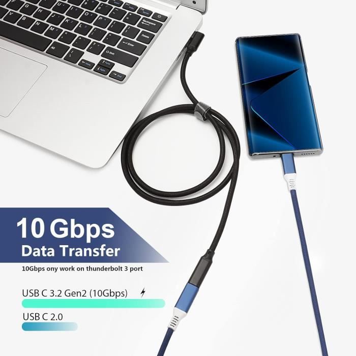 NEDIS Cavo USB 3.2 Gen 2 Type-C - 1 Metro, 10 Gbps, 100W, Ricarica Rapida, Trasferimento Dati 4K, Nero - 6