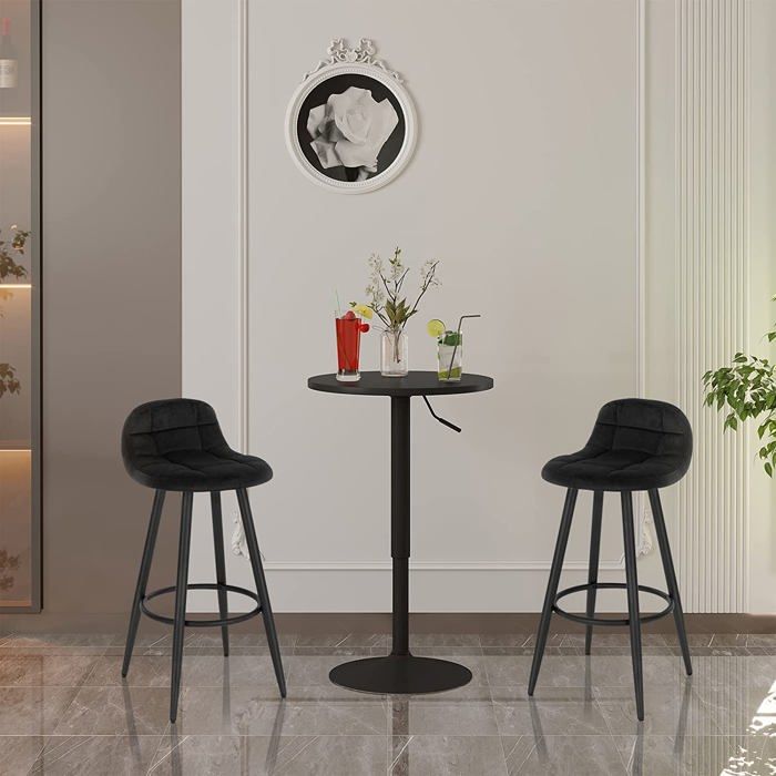 Lot De 4 Tabourets De Bar WOLTU - Design Moderne Avec Dossier Et Rembourrage Confortable - Noir Élégant