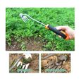 Outil de jardinage - Outil de désherbage manuel - Outil de jardinage - Avec manche (poignée en caoutchouc à 4 dents)-2
