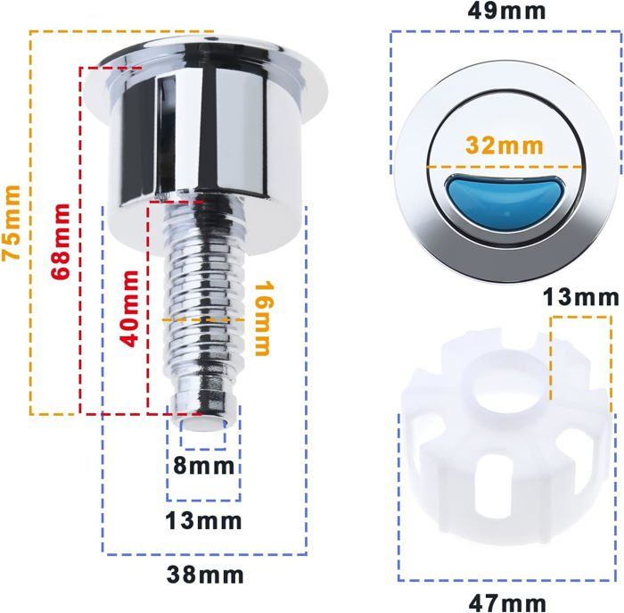 KIT CITERNE DE toilette double chasse d'eau de rechange bouton poussoir