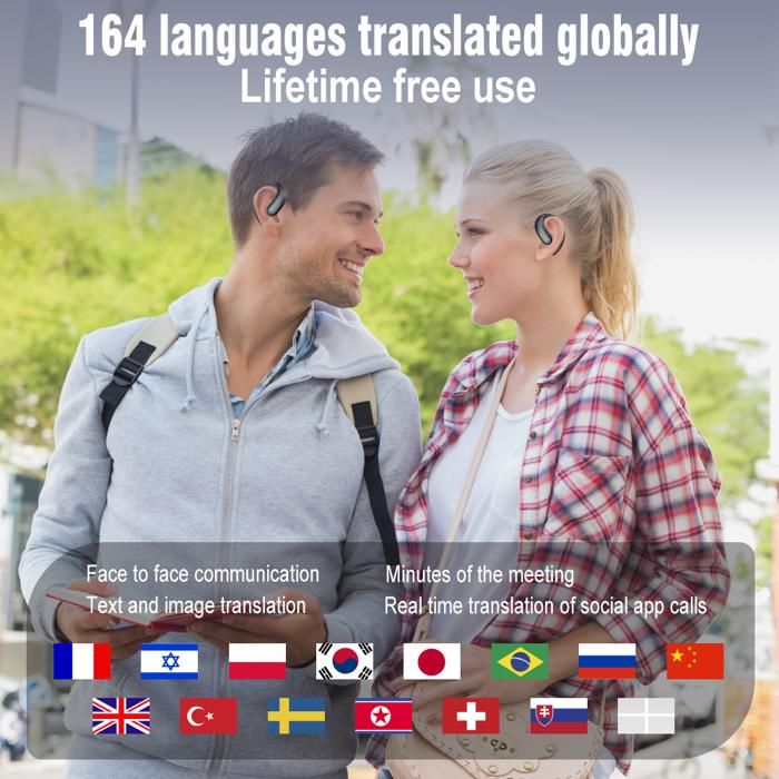Écouteurs Traducteur SWZEC Korons (Noir) - Traduction En Temps Réel 147 Langues, Annulation Bruit