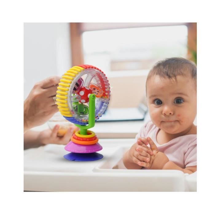 Sollee Jouet Hochet,Jouets Sensoriels - Chaise Haute Ventouse Hochet Jouets De Dentition Plateau De Développement Sensoriel Jouet Nouveau-né Cadeaux Pour Les 6 Mois Et Plus