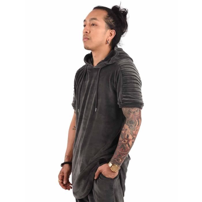 Hoodie manche clearance courte homme