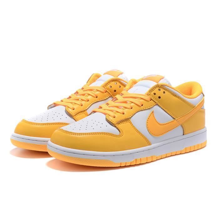 Baskets Nike Dunk Low Femme Homme Chaussures Blanc Jaune Blanc