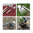 Outil de jardinage - Outil de désherbage manuel - Outil de jardinage - Avec manche (poignée en caoutchouc à 4 dents)-3