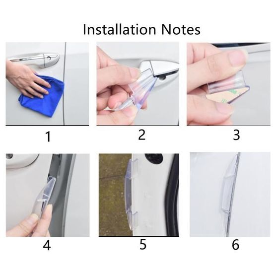 Protections Pour Portières Auto 6 Protections De Bord De Portière En Silicone - Anti-Rayures Transparent - Pour La Plupart Des Voitures Protection Portière Autocollante