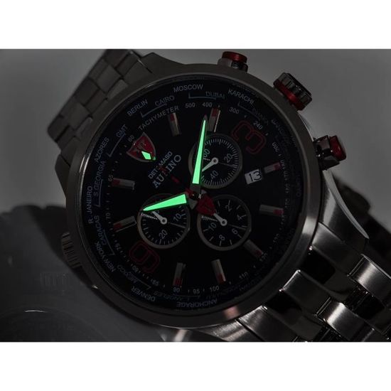 Detomaso Dt1061 e Aurino Xxl Chronographe Tendance Schwarz Silber Affichage Analogique Quartz Argent Montre Suisse PKSV9 Cdiscount Bijouterie