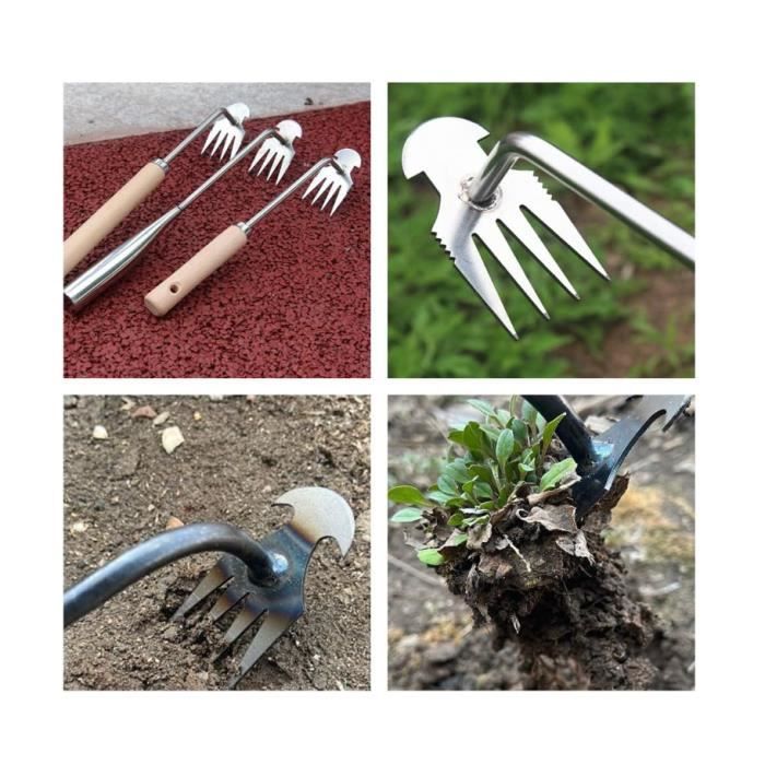 Désherbeur Manuel à 6 Dents - Outil De Jardinage - Manche En Caoutchouc - Acier Au Manganèse - Pour Potager Et Jardin