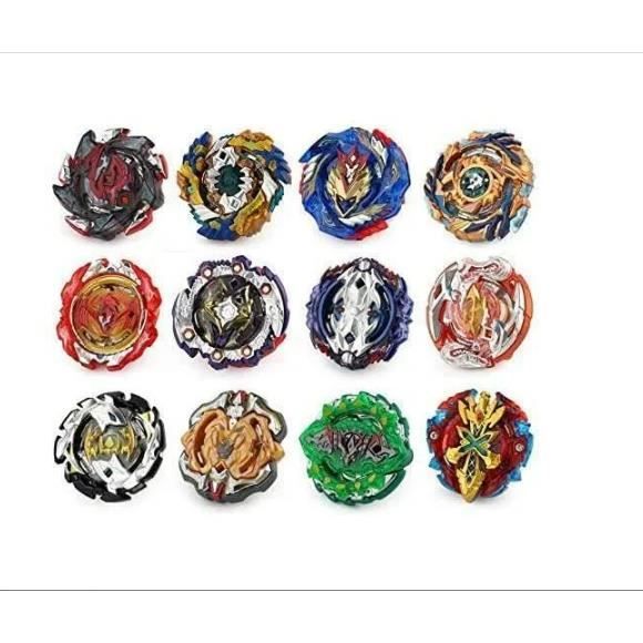 OBEST Toupies Burst avec Lanceur et Mallette de Transport, B-197, B-195, 12 Pièces Métalliques Battle Turbo Gyro Spinners et 2 Lanceurs, Cadeaux Jouets pour Enfants
