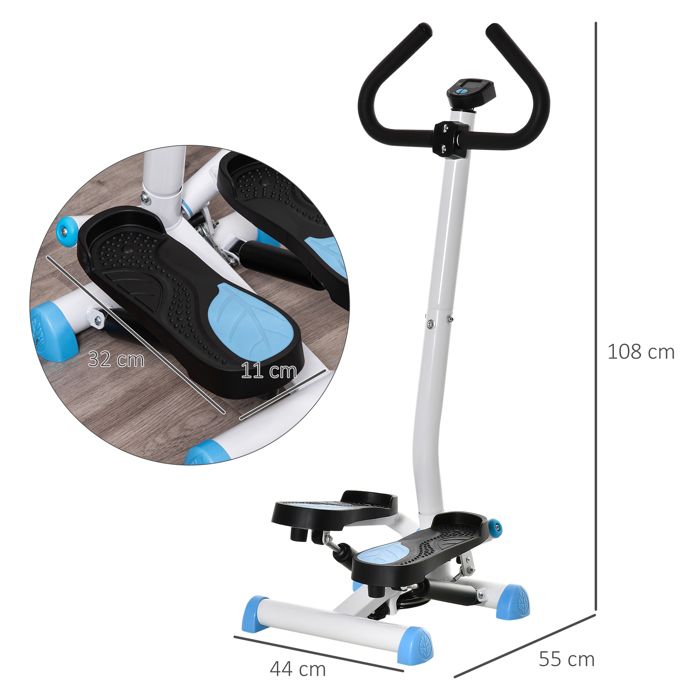 Niceday Mini Stepper Per La Casa | Up-Down Stepper Con Power Ropes | Home Trainer Con Display LCD | 2 In 1 Dispositivo Di Allenamento Fino A 100 Kg | Allenatore Per