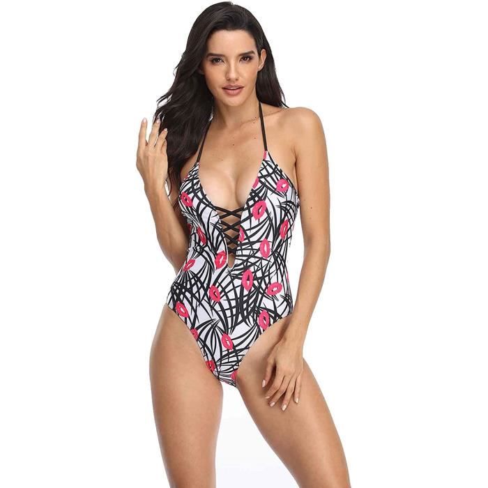 Maillot String avec Maillot de Bain Bikini Femme Couleur imprim