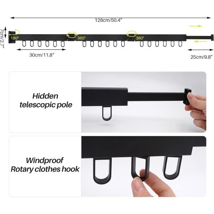Corde À Linge Rétractable 4.2M, Fil À Linge Extensible, Pour Intérieur