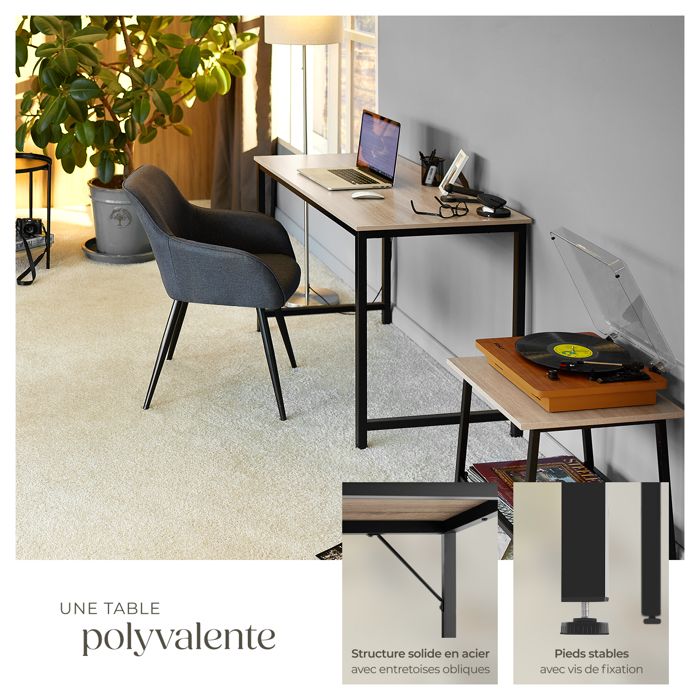 Table à Manger Tectake Belfast – Style Industriel, 120x75 Cm, Plateau Chêne Sonoma, Piètement Métal Noir