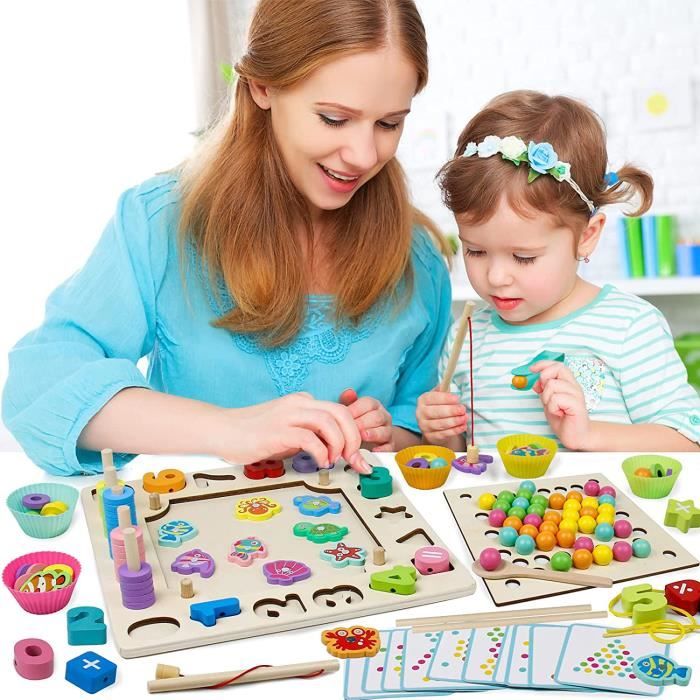 Jouet Enfant 3 Ans Jouet en Bois Jeux Educatif 3 Ans 6 en 1, Jeu de Pêche  Puzzle Créatif Jouet Fille 3 Ans, Jouets d'activité - Cdiscount Jeux -  Jouets