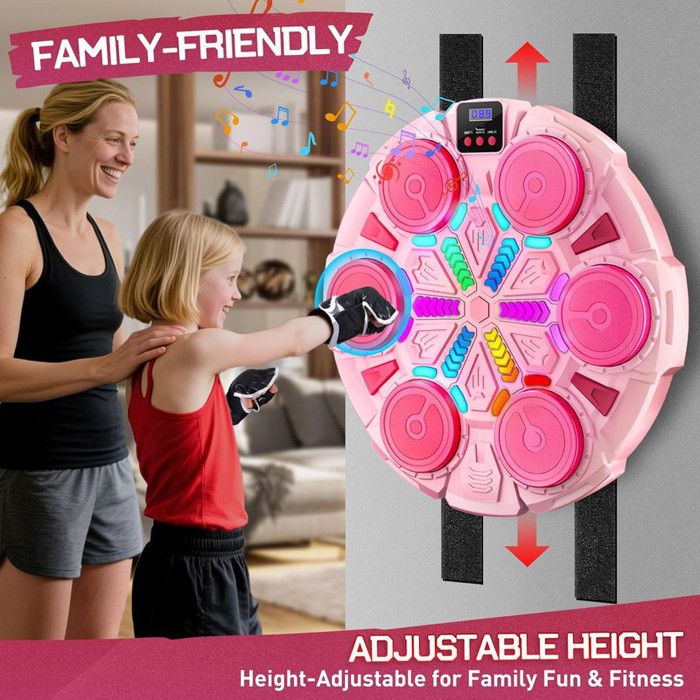 Machine De Boxe Musicale Bluetooth - 15 Vitesses, Lumière LED, Compteur - Pour Enfants Et Adultes - Installation Murale Facile - 7