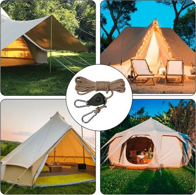 Tendeur à Cliquet Corde 4m - 4 Pièces Avec Piquets, Pour Tente, Voile D'ombrage, Suspension Camping