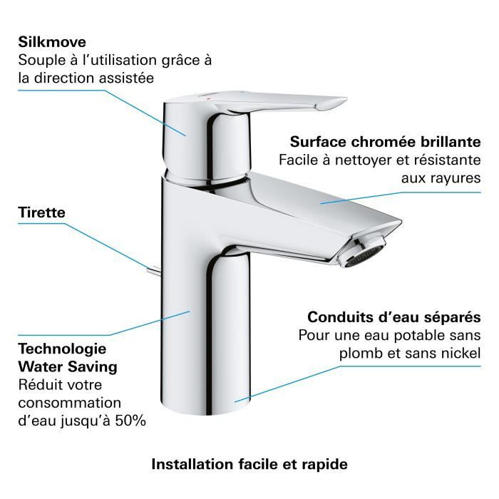 HANSGROHE Mitigeur lavabo Logis 70 avec tirette et vidage métallique chromé  - Installations salles de bain - Achat & prix
