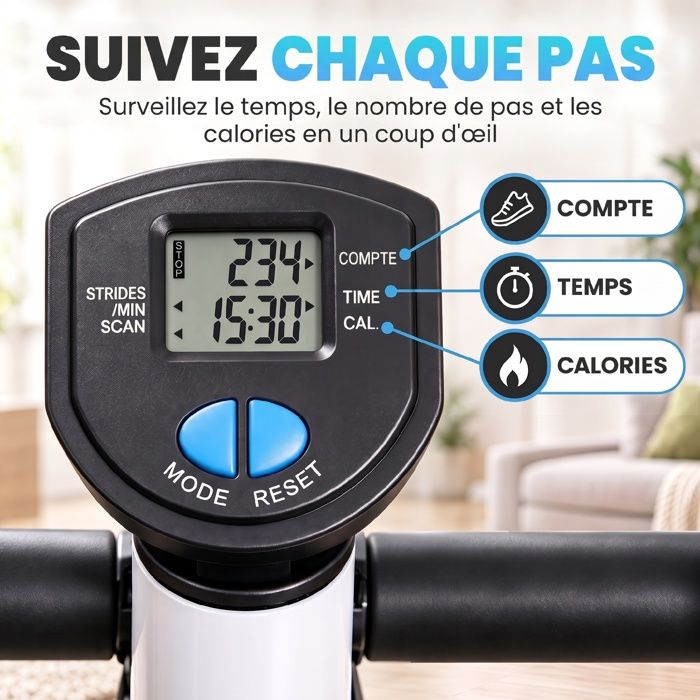 Stepper D’escalier Avec Guidon – Vélo Elliptique Silencieux Pour Maison – Hauteur Réglable, écran LCD – Entraînement Cardio Pour Jambes Et Fessiers