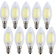 10X E14 Forme Bougie LED 4W Filament Ampoule LED Lampe Blanc Froid 6500k Flame Tip Bright Lampe 400LM Non Dimmable AC220-240V-0